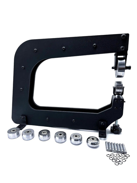 Real Deal Mini English Wheel Featuring 15 Inch Throat Depth And Seven Piece Anvil Wheel Set Designed To Crush 18 Gauge Steel And Hammer Out Flawless Aluminum Repair Panels