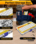 250 Piece Flat Washers Set In 304 Stainless Steel Fender Style 15 Sizes M3 M12 in storage box with clear labels