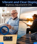 Mini Pocket Radio With Si4732 ATS All Band Receiver used indoors and outdoors showcasing brightness display feature
