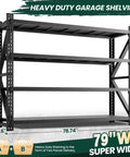 Heavy Duty Garage Storage Shelves With 8000 Lbs Capacity 79 Inch Wide Four Tier Industrial Metal Shelving For Warehouse