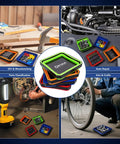Foldable Magnetic Parts Tray Set 4 Pack Color Coded Collapsible Trays With 2 Pound Capacity And Strong Magnetic Base shown in use