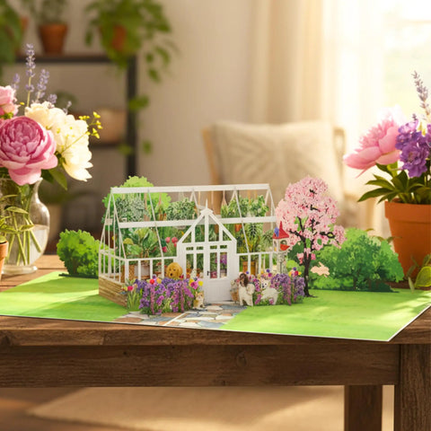 Sweet Pop Up Mothers Day Card 3D Greenhouse Design For Mom Wife Daughter Sister Grandma With Envelope And Message Note 6x8 Inches Gift For Women Birthday Card