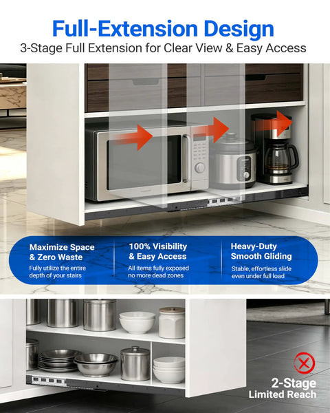 Bottom Mount Drawer Slides Go To Heavy Duty Full Extension Rails 265 Lbs Capacity For Under Stairs Cabinets And Deep Storage
