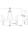 Technical diagram of Two Handle Non Metallic 8 Inch Tub And Shower Diverter Kit For Mobile Homes With Chrome Shower Head Arm And Flange Easy Install Tough Plastic Valve With Washerless Cartridge
