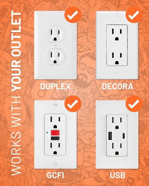 On Wall Surge Protector With Six Pivoting AC Outlets And 1080 Joules Of Surge Protection Space Saving Low Profile Mount compatibility