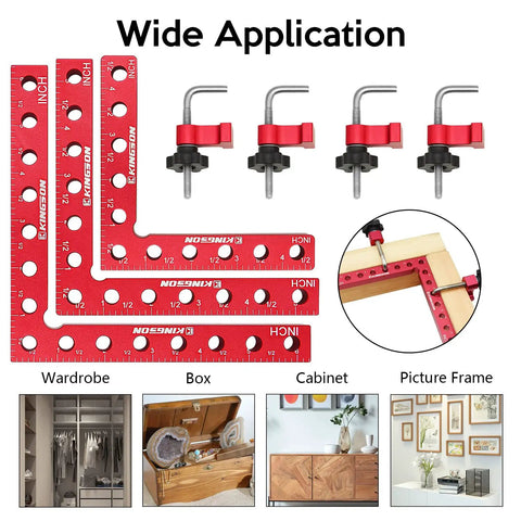 90 Degree Corner Clamps Set for Woodworking Aluminum Alloy Pro Grade Right Angle Clamps Kit for Cabinets and Picture Frames