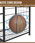 Small Garage Organizer For Sports Gear And Toys Space Saving Ball And Equipment Storage Rack with elastic cord