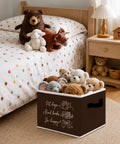 Hella Spacious Foldable Storage Bins With Heavy Duty Handles For Multipurpose Collapsible Home Organization holding stuffed animals.