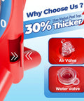 Close-up of red Inflatable Dart Board Pool Toy for Kids and Adults, Water Target Game Float Safe PVC, air and water valve valves.