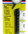 Budget Friendly Plastic Dial Caliper 6 Inch 144mm Metric Reading Inside Outside Depth And Step Measurements packaging