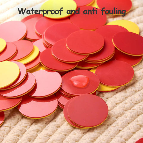 Double Sided Plastic Math Counters For Kids 800 Piece Set Two Color Red Yellow Counting Disks stacked on a woven surface.
