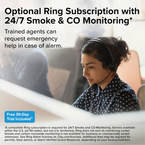 Smart Smoke And CO Detector With Ring App Alerts Hardwired With AA Battery Backup Ring Compatible Real Time Notifs 25 Percent Faster Smoke Detection No Subscription Needed Home Safety Tech with 24/7 monitoring