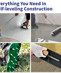 Pro Grade Self Leveling Concrete Tool Kit with spiked rollers and 6.6ft pole for epoxy floors and garage coatings in use