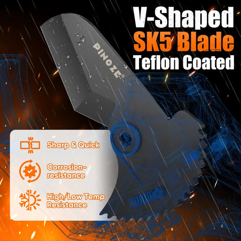 Teflon-coated V-shaped SK5 blade for Beefy Pro Grade PVC Pipe Cutter, showcasing sharpness and corrosion resistance features.