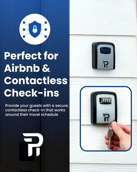 Beefy Outdoor Key Lock Box Wall Mounted With 4-Digit Code Heavy-Duty Weatherproof Key Safe for home Airbnb and real estate.