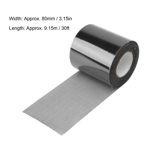 Window Screen Repair Tape Heavy Duty Transparent Fiberglass Mesh Patch With Strong Adhesive For Quick Fix On Doors Tents And Car Screens 80mm x 9.15m Black