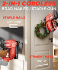 Built Tough 18 Gauge Cordless Brad Nailer And 2 In 1 Electric Stapler For Milwaukee 18V Batteries with staple and straight nail options.