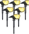 Set of 6 Solar Spotlight Outdoor Lights 700 Lumen IP67 Waterproof Adjustable 6 Pack Warm White 3000K Solar Powered