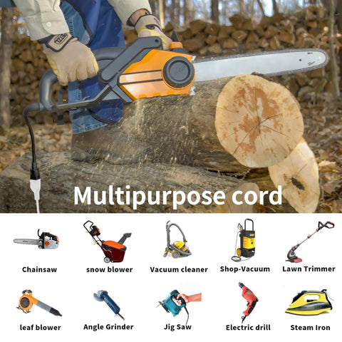 Outdoor 3 Foot Extension Cord 16 Gauge Heavy Duty Electric Cable, ETL Listed, Multipurpose For Tools, String Lights, And Small Appliances, Weather Ready 125V 13A Safe Power Reach. Use on chainsaw