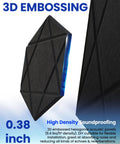 Kick The Echo To The Curb With Hexagon Acoustic Panels 12 Pack Self Adhesive Sound Proofing Foam Wall Tiles High Quality Polyester Fiber Noise Reduction Tiles For Room Treatment, close-up of black high-density 3D embossed panel.