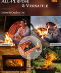 Easy Burn Fire Starter Squares For Wood Stoves No Mess Campfires Grills And Fireplaces Natural Waterproof BBQ Fire Starters 64 Mini Squares Quick Lighting For Backyard Campouts And Cozy Evenings displayed with wood stoves, campfires, survival fires, and BBQ grills.