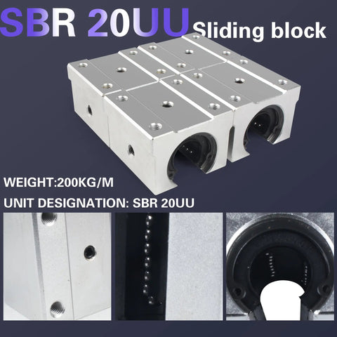 Four Pack SBR20UU Aluminum Block 20mm Linear Motion Ball Bearing Slide Block For SBR20 20mm Linear Guide Rail Heavy Duty Box Slider