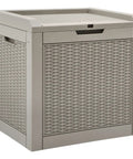 32 Gallon Rattan Deck Box With Lockable Lid And Side Handles, Outdoor Storage Chest For Cushions, Garden Tools, Pool Accessories, Sports Gear, Weatherproof Resin Patio Storage, Indoor Outdoor Use, Brown.