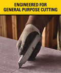 Person using Heavy Duty Utility Knife Blades 50 Pack With Dispenser For Pros And DIYers Durable Replacement Blades 11-921L