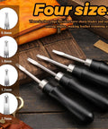 7 Piece Leather Knife Set With Four Edge Bevelers, One Cutting Knife And Two Burnishers For Leather Working Tools displayed