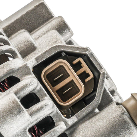 Close-up view of electrical connector on high output new alternator fits 2003 2006 Nissan 350Z 2005 2006 Infiniti G35 2003 2008 Infiniti FX35