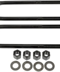 Rear Leaf Spring Axle U-Bolt Kit For Select Cadillac Chevrolet GMC Models with U-bolts, nuts, and washers shown.