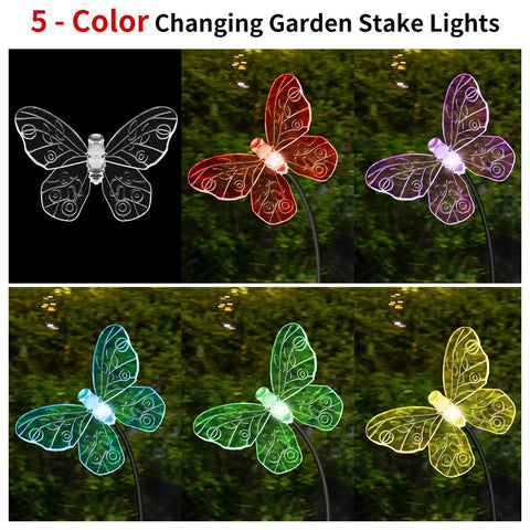 Solar Butterfly Lights Outdoor 2 Pack With 12 Swaying Garden Lights Waterproof Color Changing For Yard Pathway Decor That Dance In The Breeze And Create A Whimsical Nighttime Vibe