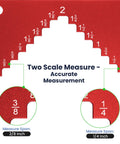 Heavy Duty Aluminum Table Saw Height Gauge For Dead On Cutting Heights - Straight Shooting Precision Measuring Tool With Vivid Red Finish showing dual scales.