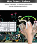 Close-up of Huge 4-In-1 XXL Desk Pad Set with Keyboard Wrist Pad and Floral Design, used in home office for gaming