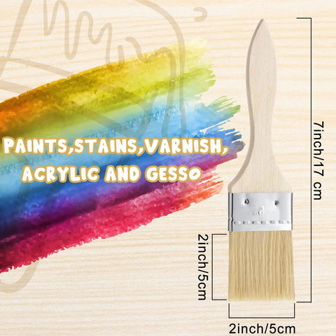 Bulk 120 Pack 2-Inch Chip Brushes For Paint Glue Varnish Wood Stain And Crafts - Durable bristle brush with rainbow stroke.
