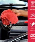 Red Cotton Shop Towels Pack Of Fifty Rags For Heavy Duty Cleaning Durable 100 Percent Cotton Cloths used on car engine