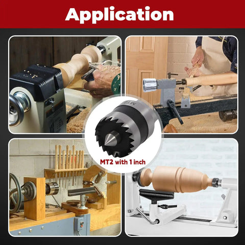2MT 1-Inch Crown Spur Drive Center for wood turning lathe applications in alloy steel.