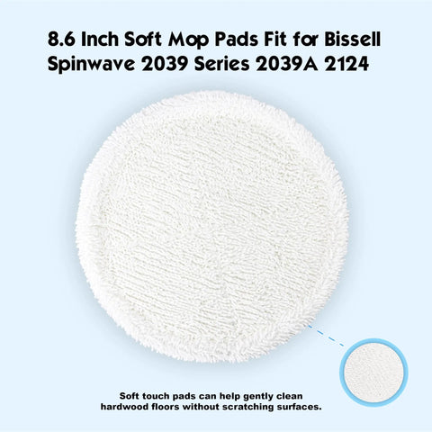 Replacement 8.6 Inch Soft Mop Pads For SpinWave 2039 Series Hard Floor Cleaner 6 Pack Fits 2124 2039A Close-up Image