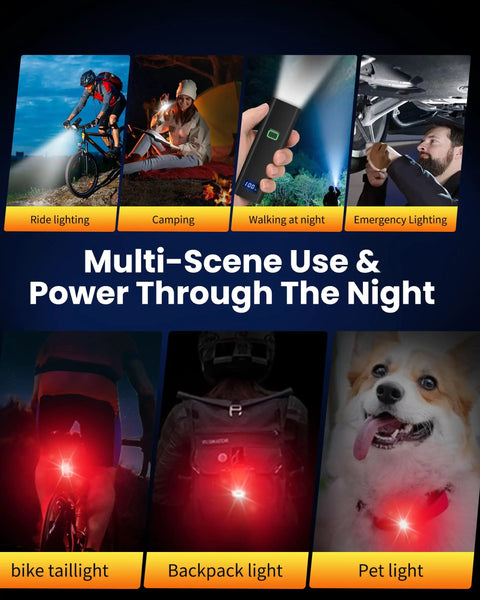 6000 Lumen USB C Rechargeable Bike Headlight And Taillight Set For Night Riding, Ultra Bright Waterproof Bicycle Lights With 12 Plus 5 Modes For Road, Mountain And Casual Cycling