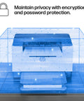 LaserJet M209dw Wireless Printer With Fast Speeds Easy Setup Mobile Printing Auto Duplex Best For Small Teams Print Black And White Documents Quickly And Reliably with encryption protection shown.
