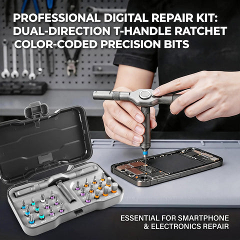 Get The Ultimate 24 In 1 Magnetic Ratchet Screwdriver Setup With S2 Steel Precision Bits For Bike, Phone And Furniture Fix-Its Plus Bonus Tweezers in case