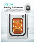 Large 3D Printer Enclosure With LED Light And Constant Temperature Fireproof Cover For Bambu Lab A1 And A1 Mini Keeps Print Quality High And Warping Low Plus Easy Assembly And Safe Clean Professional Results For DIY Home Makers Print Like Pro visible with digital thermometer showing stable environment