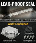 Welded seal and components for Heavy Duty 7 Liter Stainless Steel Fuel Tank For Gasoline Engines, 304 Stainless Construction.