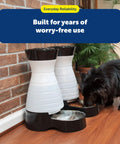 Hassle Free Double Pack Small Gravity Pet Food Station With Stainless Steel Bowl For Cats And Dogs Space Saving Self Dispenser.