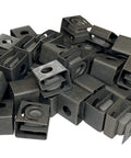 Black 10-32 Slide On Cage Nuts 50 Pack USA Made Server Rack Hardware Built Tough For Quick Cabinet Install Premium Steel Lock Nuts piled together