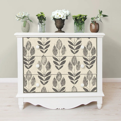 Folk Tulip Peel And Stick Wallpaper Neutral Textured Removable For DIY Room Makeover On Smooth Walls Repositionable And Easy To Install No Residue When Removed 20.5 In By 18 Ft