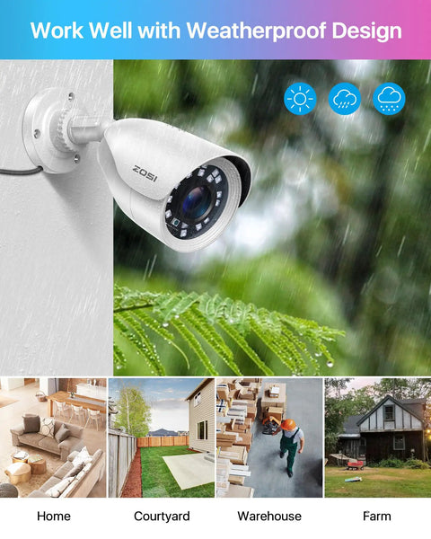 All In One Outdoor And Indoor 8 Channel Home Security System With 4 1080P Bullet Cameras And 5MP Lite DVR Weatherproof Surveillance