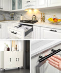 30 Pack Matte Black Cabinet Handles 5 Inch Length With 3 Inch Hole Center Stainless Steel Drawer Pulls in a kitchen setting
