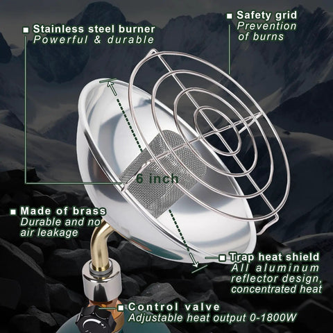 Portable Propane Heater With Upgraded Catalytic Burner For Camping And Outdoor Use 6200 BTU Radiant Heat Up To 200 Sq Ft