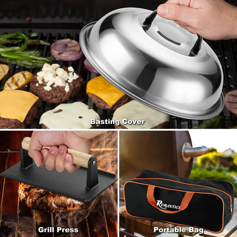 Ultimate 29 Piece Griddle Accessories Kit With Teppanyaki Spatulas Scraper Basting Cover And Grill Press For Camp Chef Home Cooking